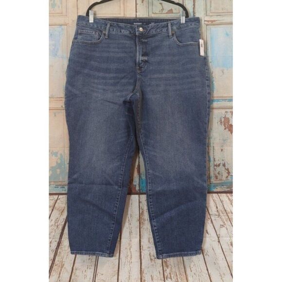 Old Navy Womens Size 20 Blue Denim Mid Wash High Rise OG Straight Ankle Jeans - Picture 1 of 8